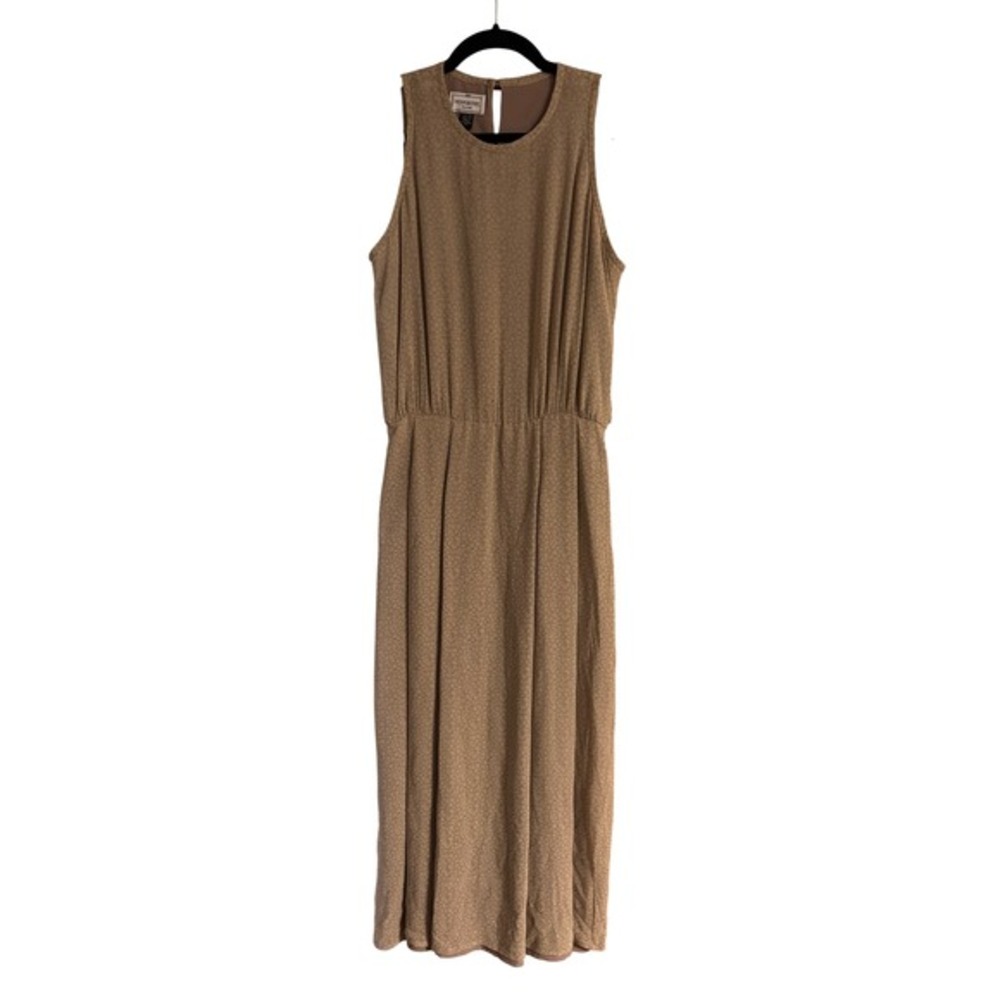 Henri Bendel New York Vintage 100% Silk Floral Dress Tan Beige Womens 10